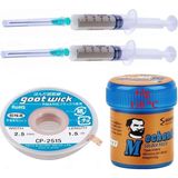 Goot Wick Krem Lehim Solder Paste 138°C 42G Flux Lehim Toplama CP-2515 Lehim Emme Teli 2,5 mm Set