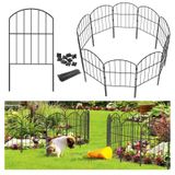 Goovilla Bahçe Çiti, Toplam 10 ft (U) x 24 inç (Y) Bahçe Eskrim Hayvan Bariyeri, 10 Adet Paslanmaz Metal Çit Paneli, Siyah Kazısız Çit, Köpekler için Dekoratif Bahçe Çitleri ve Bordürleri, Çiçek