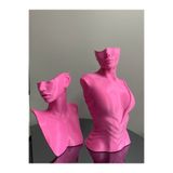 Goplast Premium Pembe Renk Dekoratif Takı Mankeni 2'li Set Takı Teşhir Standı 30 ve 21 Cm Takı Organizer Küpe Kolye