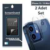 Gor İphone 13 /13 Mini Best Full Tempered Cam Kamera Koruyucu 2Adet Set-(5775)