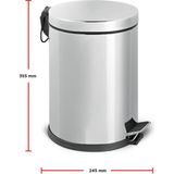 Gör Seç 12 Litre Paslanmaz Çöp Kovası Pedallı Çöp Kutusu Ayaklı 12 Lt Ofis Lüx Lüks Mutfak Bahçe Kovası - Tek Ebat - Açık Gri