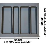 Gör Seç 55x49 Çekmece Içi Gri Kaşıklık Kepçelik Mutfak Çekmece Düzenleyici Organizer (45*40 A KESİLEBİLİR)