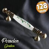 Gordion Gerçek Porselen Eskitme Antik Beyaz 128 Mm Mobilya Mutfak Dolabı Dolap Kulpu Kulbu Kulpları