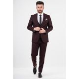 Görev Sir Yelekli Takım Elbise - 58 - 6 Drop - Bordo