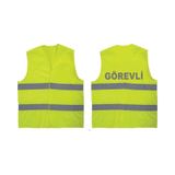 Görevli Yazılı Sarı Renk Reflektörlü Ikaz Yeleği X 3 Adet Çok Renkli