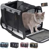 GORILLA GRIP 15 lbs'ye kadar küçük hayvanlar için seyahat kulübesi, tavşanlar, kediler köpekler için yumuşak katlanabilir taşıyıcı, üstten ve yandan girişli nefes alabilen ağ, alt kısımda kavrama