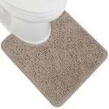 Gorilla Grip Orijinal Shaggy Şönil Oval U Şekilli Konturlu Paspas Tuvalet Tabanı için, 22,5 x 19,5 Boyut, Makinede Yıkama ve Kuru, Banyo Tuvaletleri için Yumuşak Peluş Emici Kontur Halı Paspasları,