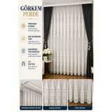 Görkem Perde | Brode Tül Perde Ağır Gramajlı 1/3 Sık Pile Şık Salon Perdesi