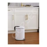 GörSeç Beyaz 20 Litre Çöp Kovası Mutfak Çelik Pedallı Metal 20 Lt Çöp Kovası Lüx Banyo 35 cm *31 cm