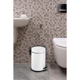 GörSeç Beyaz Paslanmaz Çöp Kovası 5 Lt Banyo Tuvalet Balkon Mutfak Pedallı 5 Litre Çöp Kovası