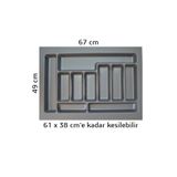 GörSeç Dolap Içi Düzenleyici Çekmece organizer 67x49 Cm Gri Kaşıklık Kepçelik (60X40 CM E KADAR KESİLEBİL
