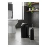 GörSeç Metal Bon Kapak Amörtisörlü 5 LT Siyah Çöp Kovası Tuvalet Fırçası Banyo Seti Hijyenik İç Kovalı