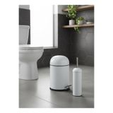 GörSeç Metal Bon Kapak Banyo Seti Amörtisörlü 5 LT Beyaz Çöp Kovası Tuvalet Fırçası Banyo Seti Çöp Kovası