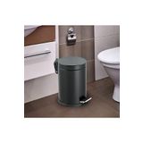 GörSeç Siyah Paslanmaz Çöp Kovası 5 Lt Banyo Tuvalet Balkon Mutfak Pedallı 5 Litre Çöp Kovası