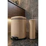 GörSeç Vintage Serisi Amortisörlü Cappucino 5LT Banyo Seti Pedallı Çöp Kovası Klozet Tuvalet Fırça Seti
