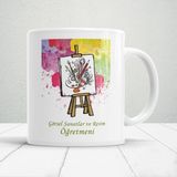 Görsel Sanatlar ve Resim Öğretmenlerine Özel Öğretmenler Günü Hediyelik Baskılı Kupa - Beyaz - 300 ml