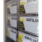GÖRSELLİ ASMA HALKALI VİTRİN İLANLARI STANDI - 20 ADET - KALEM HEDİYELİ (Şeffaf)