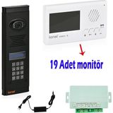 Görüntülü Diafon Seti Konwi Intercom Apartman Tipi Set Vsions 4,3 Monitör Zil Paneli Şifreli Kameralı Güç Kaynağı - 19 Daire Set - Beyaz