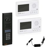 Görüntülü Diafon Seti Konwi Intercom Apartman Tipi Set Vsions 4,3 Monitör Zil Paneli Şifreli Kameralı Güç Kaynağı - 2 Daire Set - Beyaz
