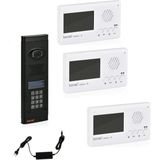 Görüntülü Diafon Seti Konwi Intercom Apartman Tipi Set Vsions 4,3 Monitör Zil Paneli Şifreli Kameralı Güç Kaynağı - 3 Daire Set - Beyaz