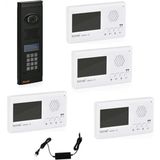 Görüntülü Diafon Seti Konwi Intercom Apartman Tipi Set Vsions 4,3 Monitör Zil Paneli Şifreli Kameralı Güç Kaynağı - 4 Daire Set - Beyaz