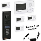 Görüntülü Diafon Seti Konwi Intercom Apartman Tipi Set Vsions 4,3 Monitör Zil Paneli Şifreli Kameralı Güç Kaynağı - 5 Daire Set - Beyaz