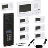 Görüntülü Diafon Seti Konwi Intercom Apartman Tipi Set Vsions 4,3 Monitör Zil Paneli Şifreli Kameralı Güç Kaynağı - 8 Daire Set - Beyaz