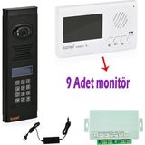 Görüntülü Diafon Seti Konwi Intercom Apartman Tipi Set Vsions 4,3 Monitör Zil Paneli Şifreli Kameralı Güç Kaynağı - 9 Daire Set - Beyaz