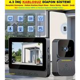 Görüntülü Kablosuz 4.3 Inç Diafon Zil Sistemi(Hafıza Kart Kayıt Etme-Gece Görüş-Renkli-Konuşma-Şarjlı)