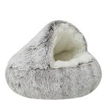 GOSALISU İç Mekan Kedileri için Kedi Yatakları, Küçük Köpekler için 50,8 cm Kapüşonlu Sakinleştirici Yatak, Rahat Isınma Peluş Kedi Yatağı Mağarası, Kaymaz Makinede Yıkanabilir Evcil Hayvan Yatakları