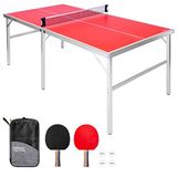 GoSports Masa tenisi oyun seti, orta boy, 1,8 x 9,1 cm, taşınabilir, iç ve dış mekan için, ağlı, 2 masa tenisi küreği ve 4 top
