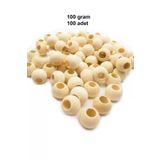 GOSSIPFRNDS RT-RYL-B-0024-100 100 Gr (100 Adet) Ahşap Boncuk 15 Mm Çap X 10 Mm Delik Doğal Yuvarlak Ahşap Makrome El İşi Çanta