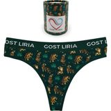 GOST LİRİA -Tiger Desenli Kadın String Külot - Yeşil - 2XL - 3XL