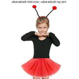 Gösteriler İçin Kırmızı Uğur Böceği Tütü Etek ve Kırmızı Uğur Böceği Taç Seti (5264)