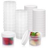 GothaBach 24'lü Paket 5 oz (160 ml) Vidalı Kapaklı Gıda Saklama Kavanozları, Yeniden Kullanılabilir Küçük Soğutmalı Kavanozlar, Kek Reçeli Dondurma için Küçük Plastik Dondurucu Saklama Gıda Kapları