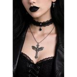 Gotik Haç Kurukafa Metal Kolye Unisex Gümüş Renk 60 Cm Zincir