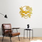 Gotik Kafatası ve Güller Metal Duvar Sanatı, Modern Koyu Estetik Dekor, Alternatif Ev Duvar Heykeli (metal dekor, Altın, (20"X18"/50X47CM))