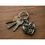 Gotik Kalp Kilit Zincirli Metal Anahtarlık Unisex Gümüş Renk