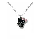 Gotik Tarz Siyah Hello Kitty Figürlü Kolye – 60 Cm Zincirli Unisex Sevimli Takı