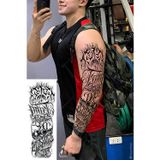 Gotik Yazılı Tam Kol Kaplama Geçici Dövme - 48 cm Suya Dayanıklı Tattoo