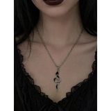 Gotik Yılan Figürlü Gümüş Renk Zincir Kolye Unisex Aksesuar