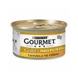 Gourmet 24x85 gr Gold Parça Etli Soslu Tavuklu Ciğerli Yetişkin Kedi Konservesi