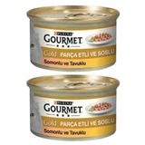 Gourmet 2x85 gr Gourmet Gold Parça Etli Somonlu Tavuklu Yaş Kedi Maması