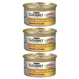 Gourmet 3x85 gr Gold Parça Etli Somonlu Tavuklu Yaş Kedi Maması