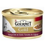 Gourmet 85 gr Gold Parça Etli Soslu Tavuk Ciğerli Kedi Konservesi