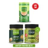 Gourmet Çelebi Antep Fıstığı Seti 3'lü - Antep Fıstık Ezmesi,Antep Fıstığı Kreması ve Antep Fıstıklı Dibek Kahvesi (200+200+250 Gr)