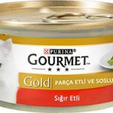 Gourmet Gold 24X85 gr Parca Etli Sığır Konserve Yetişkin Kedi Maması