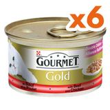 Gourmet Gold 6x85 gr Soslu Sığır Etli Tavuklu Kedi Konservesi