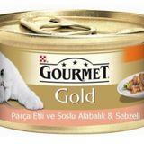Gourmet Gold 85 gr Parça Etli ve Soslu Alabalık & Sebze Konserve Kedi Maması
