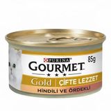 Gourmet Gold Çifte Lezzet Parça Etli Hindili Ördekli 6x85 gr Yetişkin Kedi Konservesi